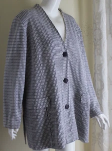 Exclusively Misook Sz 1X Exquisite White Black Modernist Grid Jacket Blazer - Picture 1 of 8