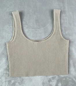 Forever 21 Women’s Ribbed Tan Crop Top Size Small Stretch - Picture 1 of 4