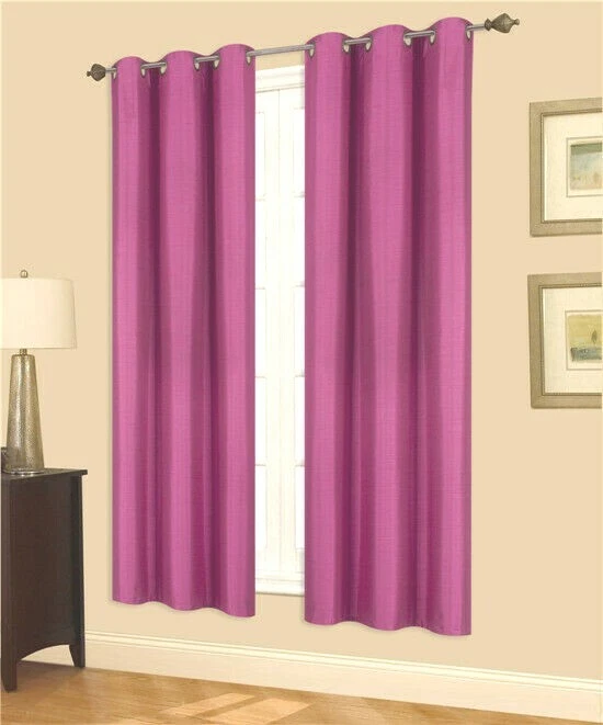 2 PANELES FORRADOS SÓLIDOS IMITACIÓN SEDA OJAL OJAL VENTANA CORTINA CORTINA 2 TAMAÑOS K32 Foto 1 de 1