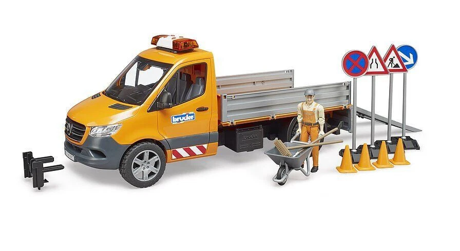 BRUDER 1:16 FURGONE MB SPRINTER  LAVORI STRADALI CON FIGURA, LUCI E SUONI  02677 - Immagine 1 di 1