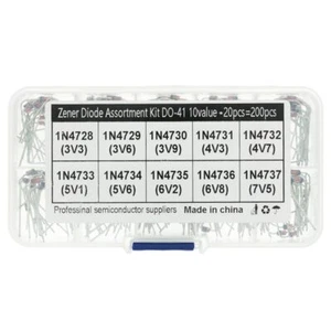 200pcs Zener Diode Assortment Kit + Box 3.3 3.6 3.9 4.3 4.7 5.1 5.6 6.2 6.8 7.5V - Picture 1 of 8