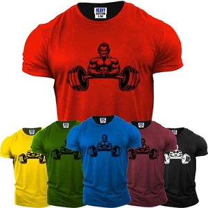 Men's Funny Gym Workout Shrt Sleeve T-Shirt USA Sports Body Builder New Gift Tee - Picture 1 of 12