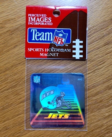NEW YORK JETS Football Logo NFL Vintage 1.75" Inch Square Hologram Fridge Magnet Cover