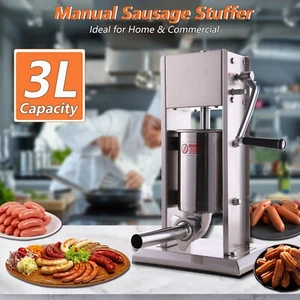 New Hakka 3L/7LB Sausage Stuffer 2 Speed Stainless Steel Meat Filler Maker - Picture 1 of 9