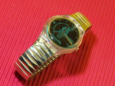 REFURBISHED / Swatch ATLANTA 1996 quasi nuovo con bracciale flex color oro - Immagine 1 di 2
