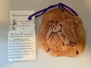 Charlestowne Hand Pressed Florida Ornament Pelican Sand Dollar 4" - Picture 1 of 5