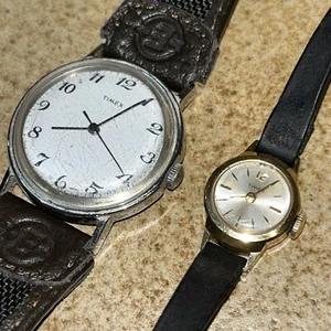 2-Qty Timex Mechanical Watches 18mm 35mm Men’s Woman’s Running Taiwan Dial - Picture 1 of 10