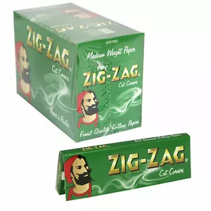 FULL BOX ZIG ZAG GREEN STANDARD x100 - Tobacco Rolling Papers Cut Corner - Picture 1 of 6