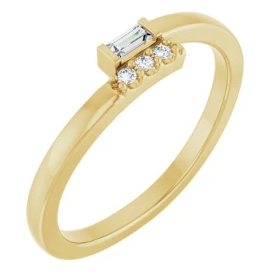 Genuine 14K Yellow Gold 0.07ct Natural Diamond Geometric Stackable Ring Size 7 - Image 1 of 4