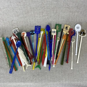 Vintage Drink Stirrers Bars Hotels Airlines Restaurants 50 Swizzle Sticks - Picture 1 of 7