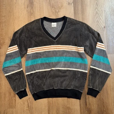 Винтажная футболка 70-х Campus велюровая в полоску диско хиппи скейт серфинг мод мужская средний размер - Изображение 1 из 4