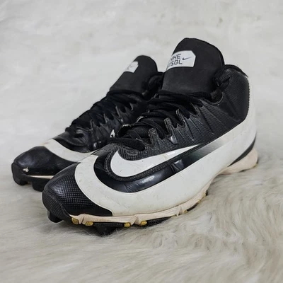 耐克 HUARACHE 黑色白色棒球小联盟钉鞋青少年尺码美国 4Y EU 36.5 — 第 1/4 张图片