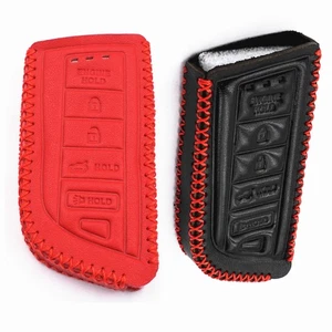 2Pcs Black Red Leather For 2022 2023 2024 Acura MDX RDX TLX 5 Buttons Key Fob - Picture 1 of 4