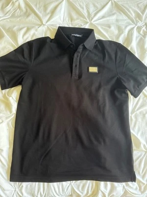 DOLCE & GABBANA Polo Black Logo Plaque  Mens Polo Shirt IT 50-US 40-Medium - Image 1 of 4