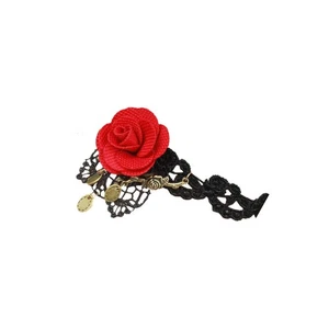 Schwarze Spitzenkette Fräulein Halloween-Frauen-Halskette Rosenanhänger Für - Picture 1 of 11