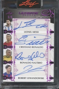 2024 Leaf Ultimate Lionel Messi Ronaldo Pedri Endrick Junior Garnacho 5/5 Auto - Picture 1 of 2