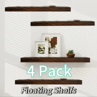 Mainstays Walnut 23" Wood Floating Shelf 4 Pack SALE DEAL Hardware Included - Image 1 of 4