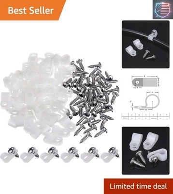 Paquete de 50 clips de cable tipo R - sujetadores de nailon duraderos para una gestión elegante de cables Foto 1 de 4