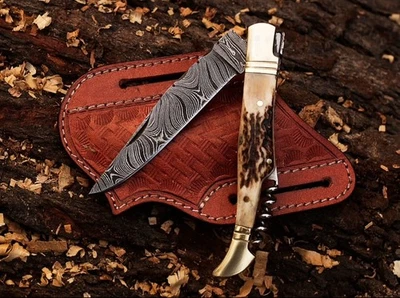 CUCHILLO DE BOLSILLO/PLEGABLE DE ACERO DAMASCO HECHO A MANO UBR PERSONALIZADO - EL MEJOR REGALO PARA ÉL/ELLA Foto 1 de 4