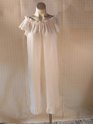 Vintage Miss Elaine Nightgown M Cottage Core White Eyelet Babydoll Prairie - Image 1 of 4