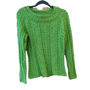Sigrid Olsen Sweater Sz M Lime Green Loose Knit Classic Officecore Coastal - Picture 1 of 5