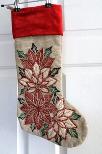 Rachel Ashwell "POINSETTIAS" Weihnachtsstrumpf rot grün Urlaub 22" RN106002 - Bild 1 von 10