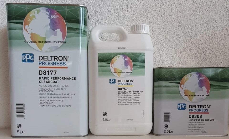 Pintura transparente PPG UHS Rapid Performance 8177 + endurecedor UHS corto 8308 + dilución 8757 - Imagen 1 de 1