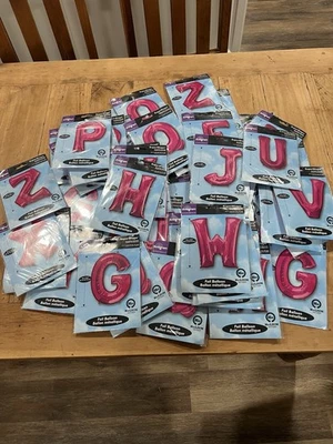 Lot of 52 Large Pink Anagram Foil Mylar Letter Balloons 32" Tall NEW Baby Shower - Image 1 of 4