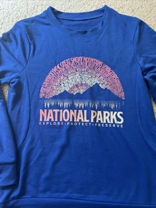 National Parks Explore Protect Preserve Support Women’s Medium Blue Multi/color - Picture 1 of 8