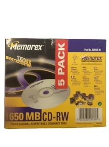 Memorex CD-RW 650MB Professional Rewritable Compact Disc 1x2x4x Compatible - Afbeelding 1 van 12