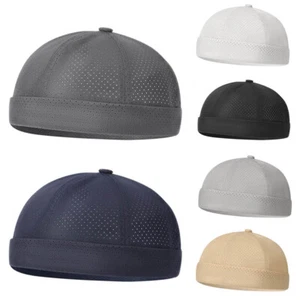 Brimless Docker Cap Dome Melon Skullies Cap Without Visor Beanie Cap Solid Color - Picture 1 of 13