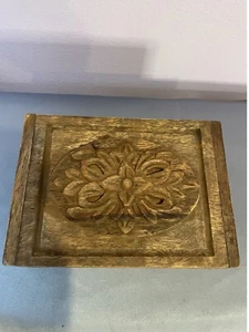 Vintage Hand Carved Jewelry Storage Dresser Top Box - Picture 1 of 7