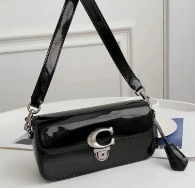 Bolso Bandolera de Hombro COACH Studio Baguette Charol NEGRO CE761 Outlet Nuevo Foto 1 de 4