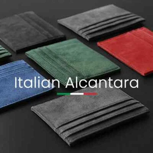 ALCANTARA Card Holder Turn Fur Luxury Artificial Leather Slim Card Wallet - Picture 1 of 16