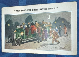 Vintage Donald McGill Comic Postkarte 1925 Charabanc Bus Home Sweet Home Nr. 4333 - Bild 1 von 2