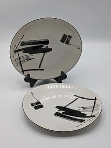 2 Sango Salad Plates The Larry Laslo Collection Calligraphy Pattern Oval - Picture 1 of 4