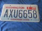 Washington License Plate AXU6658 Mountain w/ Blue & Red  2017 Evergreen State 
