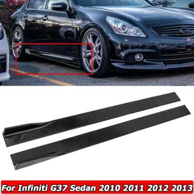 For Infiniti G37 Sedan/Coupe Gloss Black Side Skirts Extension Splitters 78.7" Foto 1 de 4