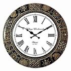 Floral Design Painting Wooden Antique Analog Wall Clock for Home (18 x 18 Inch)