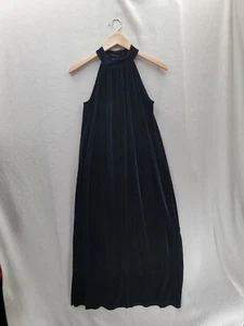 NWT Nine West Velvet Side Slit Black Halter Maxi Formal Dress Size-S - Picture 1 of 9