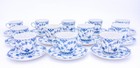 12 Cups & Saucers #1035 - Blue Fluted Royal Copenhagen Full Lace - 1:st Quality