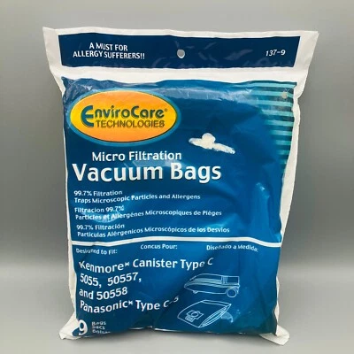 EnviroCare 137-9 Repuesto Micro Filtración Aspiradora Bolsas Paquete de 9 Nuevo Foto 1 de 4