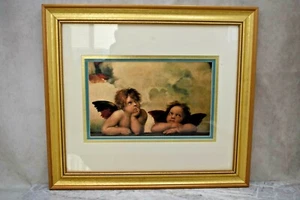 + Nice Older Framed Picture of 2 Cherub Angels, Triple Matted (CU671) chalice co - Picture 1 of 8
