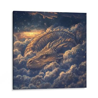 Mystical Dragon in Clouds Canvas Print, Fantasy Wall Art Decor - Image 1 of 4