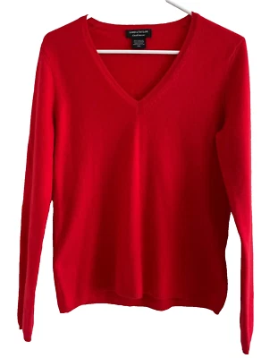 Lord & Taylor 100% Cashmere Sweater Red V-Neck Size M - Image 1 of 4