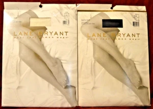 2 Pair Lane Bryant Daysheer Pantyhose Inv Reinf Toe White Navy Size C (B10) - Picture 1 of 2