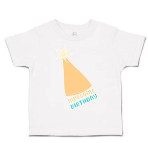 Toddler T-Shirt Awesome Birthday Hat Stars Cotton Stars Boy & Girl Clothes - Picture 1 of 18