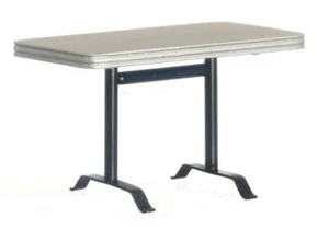 Dolls House 1950's Silver Booth Table Miniature Diner Cafe Kitchen Furniture - Picture 1 of 8