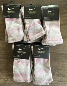 Lot Of 5 Nike Youth Athletic Swoosh Crew Socks 2 Pack 5Y-7Y Gray And Pink - Picture 1 of 4