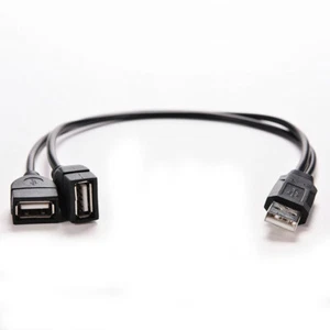 Male USB 2.0 A 1 to 2 Dual USB Female Data Hub Power Adapter Y Splitter Cable - Picture 1 of 12
